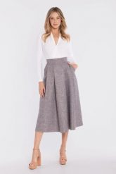 Rozkloszowana spódnica z wysokim stanem szara. Szare spódnice damskie Stylove, m, bez wzorów, eleganckie, z podwyższonym stanem, midi, rozkloszowane. Za 289.00 zł.