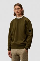 C.P. COMPANY Zielona męska bluza Crew Neck. Zielone bluzy męskie C.P. Company, m, bez wzorów, z bawełny, bez ramiączek, bez kaptura. W wyprzedaży za 629.99 zł.