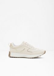 Sneakersy z metalicznymi detalami. Brązowe obuwie sportowe damskie bonprix, bez wzorów, bez zapięcia. Za 124.99 zł.
