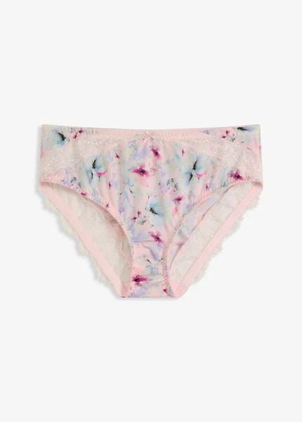 Figi maxi z efektem połysku (2 pary). Czerwone majtki damskie bonprix, z koronki. Za 74.99 zł.