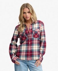 Koszula Lumberjack w Kratę z Flaneli – 100% Bawełna Organiczna – Delta Check Red. Czerwone koszule męskie Superdry, bez wzorów, z bawełny, bez kołnierzyka, bez ramiączek. Za 257.15 zł.