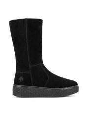 Rieker Kozaki 78851-00 Czarny. Czarne kozaki damskie Rieker, bez wzorów, ze skóry, bez obcasa, na płaskiej podeszwie, bez zapięcia. Za 375.00 zł.