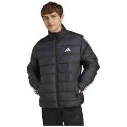 Kurtka męska adidas Essentials 3-Stripes. Czarne kurtki sportowe męskie Adidas, na zimę, l, bez wzorów, z materiału, bez kaptura, ClimaWarm (Adidas). Za 398.99 zł.