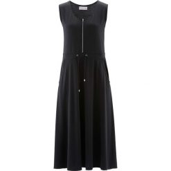 Sukienka z kolekcji Maite Kelly bonprix czarny. Czarne sukienki damskie bonprix, bez wzorów, z materiału, bez kołnierzyka, bez ramiączek. Za 89.99 zł.