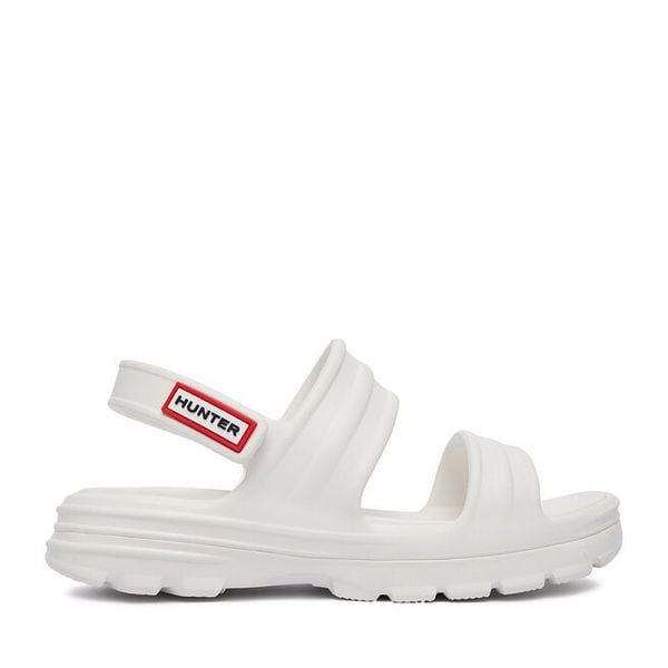 Sandały Hunter. Białe sandały damskie Hunter, bez wzorów, bez obcasa, na płaskiej podeszwie, bez zapięcia. Za 139.99 zł.