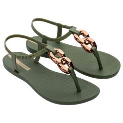 Sandały Ipanema Class Connect Ii Fem Damskie. Zielone sandały damskie Ipanema, bez wzorów, z materiału, bez obcasa, bez zapięcia. Za 149.99 zł.