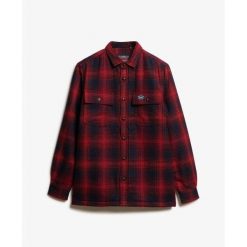 Dopasowana koszula w kratkę na zamek z wełny z polarową podszewką Superdry. Czerwone koszule męskie Superdry, m, bez wzorów, z polaru, bez kołnierzyka, bez ramiączek. W wyprzedaży za 336.25 zł.