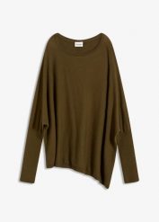 Sweter z cienkiej dzianiny z delikatnej mieszanki wiskozy. Fioletowe swetry nierozpinane damskie bonprix, bez wzorów, z dzianiny, bez kołnierzyka, bez ramiączek. Za 97.99 zł.