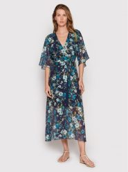 Guess Sukienka letnia W2YK38 WEPQ0 Granatowy Regular Fit. Niebieskie sukienki damskie Guess, na lato, s, z aplikacjami, z wiskozy, bez kołnierzyka, bez ramiączek. Za 389.99 zł.