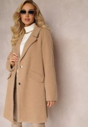 Brązowy Puchaty Płaszcz z Napami i Kieszeniami Talese. Brązowe płaszcze damskie Renee, m, bez wzorów, bez kołnierzyka, bez kaptura. Za 139.99 zł.