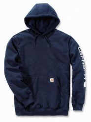 Bluza Carhartt Mid Signature Sleeve Logo New Navy. Niebieskie bluzy męskie Visent, m, bez wzorów, bez ramiączek, bez kaptura. Za 258.74 zł.