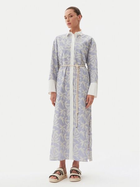 Munthe Sukienka koszulowa Filira 251134625136 Błękitny Loose Fit. Niebieskie sukienki damskie Munthe, bez wzorów, z bawełny, bez kołnierzyka, bez ramiączek, koszulowe. Za 749.99 zł.