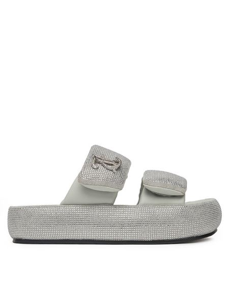 Juicy Couture Klapki WSS21515-02 Szary. Szare klapki damskie Juicy Couture, bez wzorów, z materiału, bez obcasa, bez zapięcia. Za 249.99 zł.