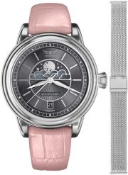 Zegarek damski Aviator V.1.33.0.254.4.PM-SET srebrny. Szare zegarki damskie AVIATOR, srebrne. Za 3,116.57 zł.