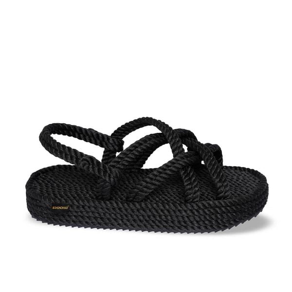 Sandały damskie BODRUM. Czarne sandały damskie Aulp, bez wzorów, z kauczuku, bez obcasa, bez zapięcia. Za 169.99 zł.