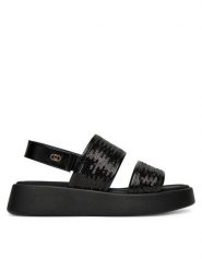 Liu Jo Sandały Amber 01 SA5187 TX055 Czarny. Czarne sandały damskie Liu Jo, bez wzorów, ze skóry, bez obcasa, na płaskiej podeszwie, bez zapięcia. Za 349.99 zł.