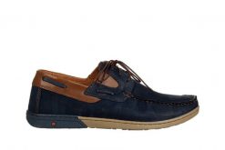 Półbuty Bayla-081 972 Juma Blue AX 081127, Granatowy, Skóra naturalna - 40. Niebieskie półbuty męskie Bayla, bez wzorów, z nubiku, bez obcasa, bez zapięcia. W wyprzedaży za 242.10 zł.