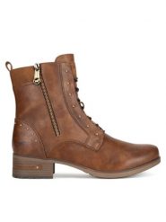 Mustang Trzewiki 1229-522 BIG Brązowy. Brązowe botki damskie Mustang, bez wzorów, z materiału, bez obcasa, na słupku, bez zapięcia. Za 259.99 zł.