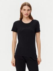 Guess T-Shirt O5GI02 KBBU1 Czarny Regular Fit. Czarne t-shirty damskie Guess, s, z aplikacjami, z bawełny, bez kołnierzyka, bez ramiączek. Za 79.99 zł.