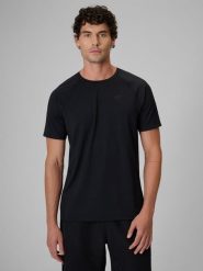 4F Koszulka treningowa szybkoschnąca męska - czarna XL. Czarne t-shirty męskie 4F, m, bez wzorów, z tkaniny, bez kołnierzyka, bez ramiączek. Za 129.99 zł.
