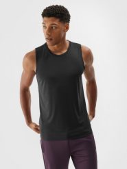 4F Tank top treningowy szybkoschnący męski - czarny 3XL. Czarne koszulki sportowe męskie 4F, m, bez wzorów, z dzianiny, bez ramiączek, na fitness i siłownię. Za 69.99 zł.