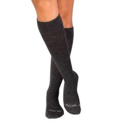 Skarpety uciskowe 3/4 z wełny merynosów w kolorze antracytowym. Czarne skarpetki damskie OEM, bez wzorów, z wełny. W wyprzedaży za 92.51 zł.