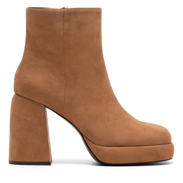 Botki Jenny Fairy. Brązowe botki damskie Jenny Fairy, bez wzorów, bez obcasa, na słupku, bez zapięcia. Za 109.99 zł.