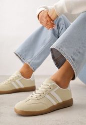 Żółte Sneakersy Typu Klasyczne Tenisówki Kilice. Żółte trampki i tenisówki damskie Renee, bez wzorów, z koronki, bez zapięcia. Za 99.99 zł.