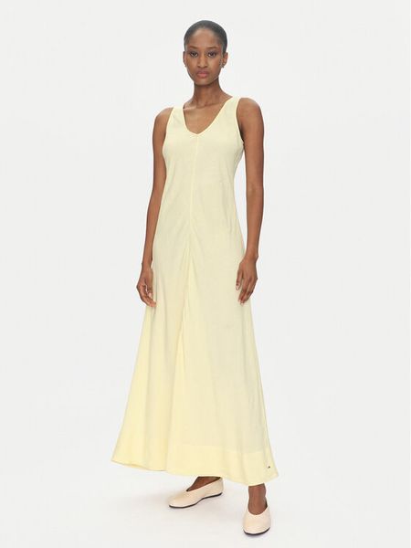 Tommy Hilfiger Sukienka letnia WW0WW46171 Żółty Regular Fit. Żółte sukienki damskie Tommy Hilfiger, na lato, bez wzorów, z wiskozy, bez kołnierzyka, bez ramiączek. Za 539.99 zł.