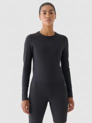 4F Longsleeve treningowy szybkoschnący damski - szary S. Szare koszulki sportowe damskie 4F, s, bez wzorów, z dzianiny, bez ramiączek, na fitness i siłownię. W wyprzedaży za 59.99 zł.