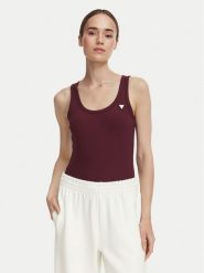 Guess Top V4YP06 K8RT2 Bordowy Slim Fit. Czerwone topy damskie Guess, m, z aplikacjami, z wiskozy, bez kołnierzyka, bez ramiączek. Za 154.99 zł.