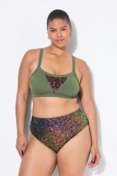 Damskie Figi od bikini wysoki stan cekiny. Czarne stroje kąpielowe damskie Ulla Popken, plus size, bez wzorów, z elastanu. Za 101.99 zł.