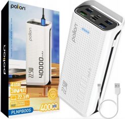 Powerbank 40000mAh 22,5W USB-C USB-A Micro-USB PD QC szybkie ładowanie. Powerbanki Polion. Za 161.00 zł.