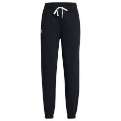Spodnie Do Biegania Rival French Terry Dla Kobiet. Czarne spodnie dresowe damskie Under Armour, bez wzorów, sportowe, długie. Za 262.99 zł.