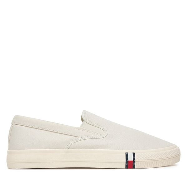 Tenisówki Tommy Jeans. Białe trampki męskie Tommy Jeans, bez wzorów, z jeansu, bez zapięcia. Za 184.99 zł.