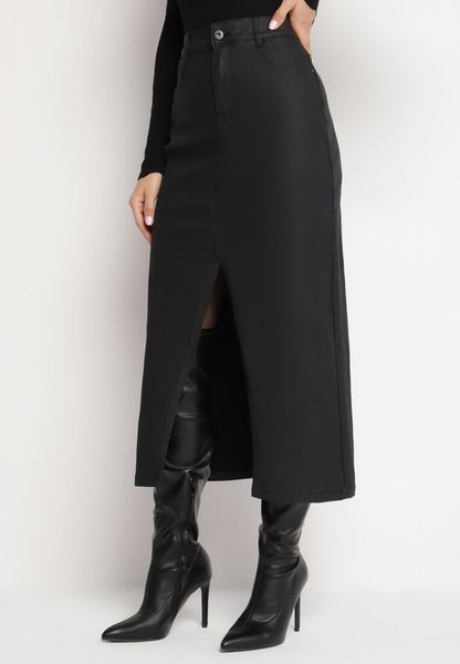 Czarna Spódnica Midi z Wysokim Stanem na Guzik i Suwak z Kieszeniami i Rozcięciem Claudill. Czarne spódnice damskie Born2be, l, bez wzorów, z podwyższonym stanem, midi. Za 79.99 zł.