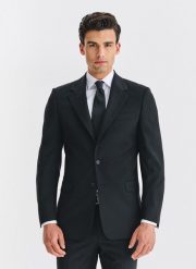 PAKO LORENTE - Wełniana czarna marynarka garniturowa. Czarne garnitury męskie Pako Lorente, bez wzorów, z wełny, biznesowe, bez kołnierzyka, bez ramiączek. Za 1,699.99 zł.