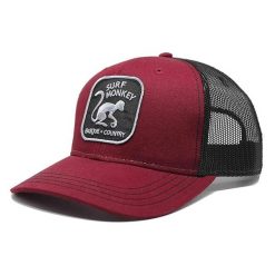 Czapka trucker 6-panelowa / Jeden rozmiar (Bordowy/Czarny). Czerwone czapki męskie SURF MONKEY, z aplikacjami, z bawełny. Za 159.95 zł.