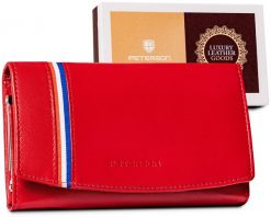 Portfel skórzany Peterson PTN RD-31-GCL czerwony. Czerwone portfele damskie Peterson, ze skóry. Za 80.00 zł.