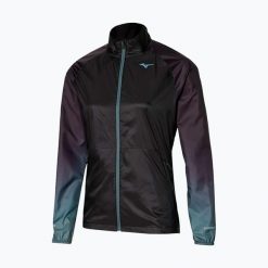 Kurtka do biegania damska Mizuno Aero. Czarne kurtki sportowe damskie Mizuno, xs, bez wzorów, ze skóry, bez ramiączek, bez kaptura, do biegania. Za 199.99 zł.