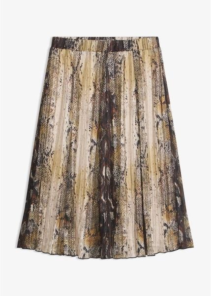 Spódnica plisowana z połyskującą nicią. Czarne spódnice damskie bonprix, bez wzorów, ze skóry, eleganckie. Za 149.99 zł.