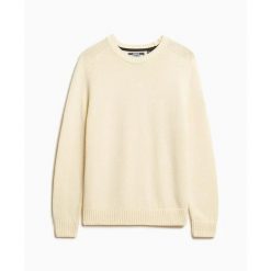 Damski sweter Superdry. Białe swetry nierozpinane damskie Superdry, na zimę, bez wzorów, z dzianiny, eleganckie, bez kołnierzyka, bez ramiączek. Za 284.00 zł.