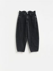 Jeansy barrel leg - szary. Szare jeansy damskie Reserved, bez wzorów, z bawełny. Za 149.99 zł.