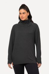 Damskie Sweter Pętla Okrągły dekolt Długi rękaw Bardzo miękki Otwór na kciuk. Czarne swetry nierozpinane damskie Ulla Popken, plus size, bez wzorów, z materiału, bez kołnierzyka, plus size, bez ramiączek. Za 239.99 zł.