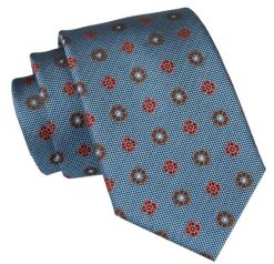 Męski Krawat Angelo di Monti - Grochy, Niebieskie Tło. Niebieskie krawaty i muchy Angelo di Monti, bez wzorów, z tkaniny, eleganckie. Za 45.00 zł.