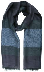 Lekki Szalik Wiosenno-Jesienny - Teer -Niebiesko-Granatowe Pasy. Niebieskie szaliki męskie Teer, bez wzorów, z materiału. Za 45.00 zł.
