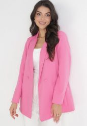 Ciemnoróżowa Marynarka Dwurzędowa Mangane. Czerwone marynarki i żakiety damskie Born2be, bez wzorów, eleganckie, bez kołnierzyka, bez ramiączek. Za 119.99 zł.