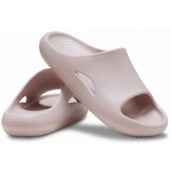 Klapki Crocs Mellow Recovery Slide 208392-6TY różowe. Czerwone klapki damskie bez wzorów, eleganckie, bez obcasa, bez zapięcia. Za 345.55 zł.