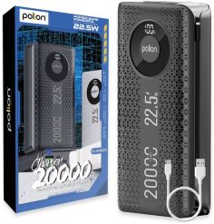 Powerbank 20000mAh 22,5W USB-C USB-A Lightning LCD PD QC szybkie ładowanie. Powerbanki Polion. Za 110.75 zł.
