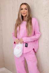 Komplet new punto bluza + spodnie cukierkowy róż. Czerwone bluzy damskie KESI, l, bez wzorów, z bawełny, biznesowe, bez ramiączek, bez kaptura. Za 347.13 zł.